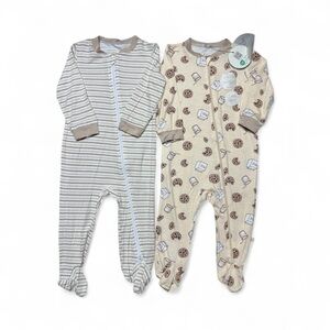 Milkberry | Baby Boy Girl Footed Bamboo Pajamas- Milk and Cookies Print | 6-9M